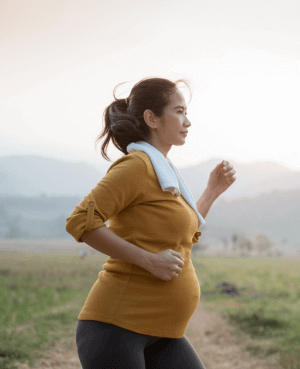 Pregnant women jogging