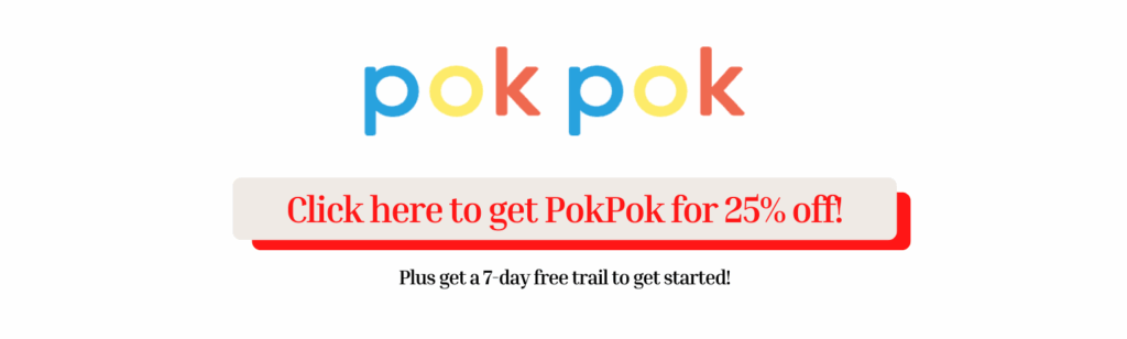 PokPok promotion banner offering 25% off and a 7-day free trial with a clickable link.